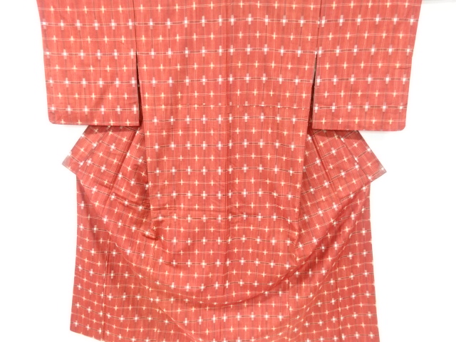 リサイクル　格子織り出し手織り紬着物